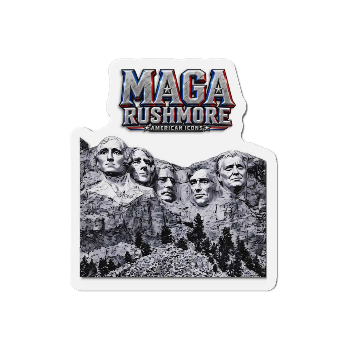Trump Fridge Magnet | MAGA Rushmore Die-Cut Vinyl