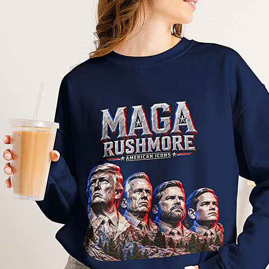 MAGA Rushmore American Icons Crewneck Sweatshirt
