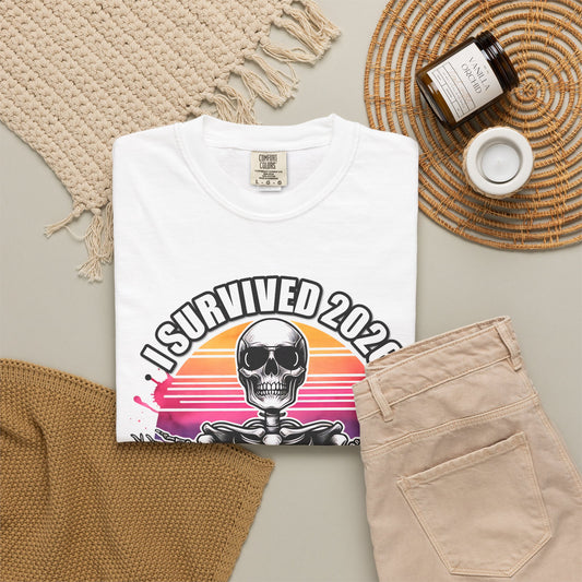 Funny New Year Shirt | I Survived 2026 Skeleton Tee
