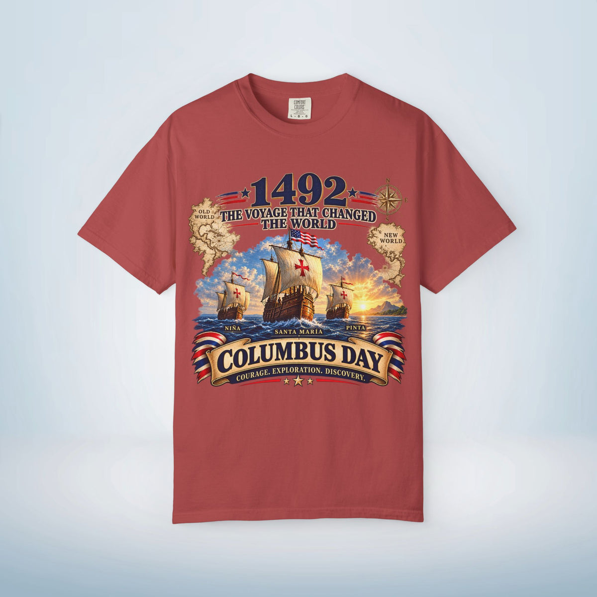 Columbus Day Shirt – 1492 Vintage-Inspired Three Ships Tee