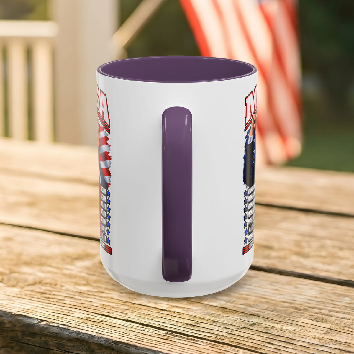 Trump Coffee Mug, MAGA Patriotic American Flag Ceramic Mug, 11 oz or 15 oz Conservative Gift