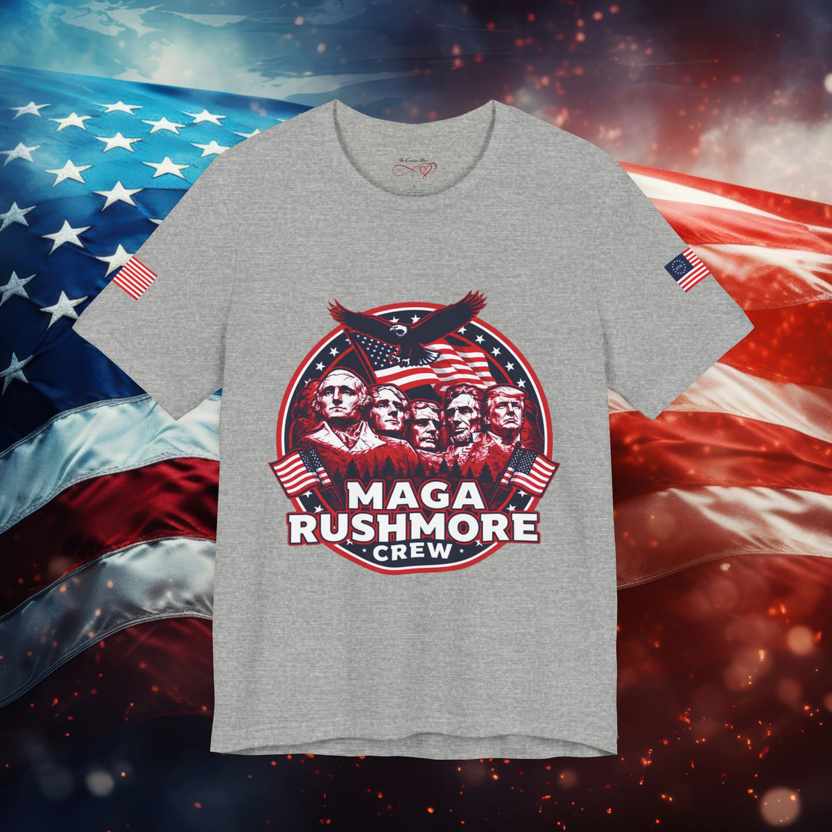 MAGA Rushmore Crew T-Shirt | Patriotic Political Cotton Tee