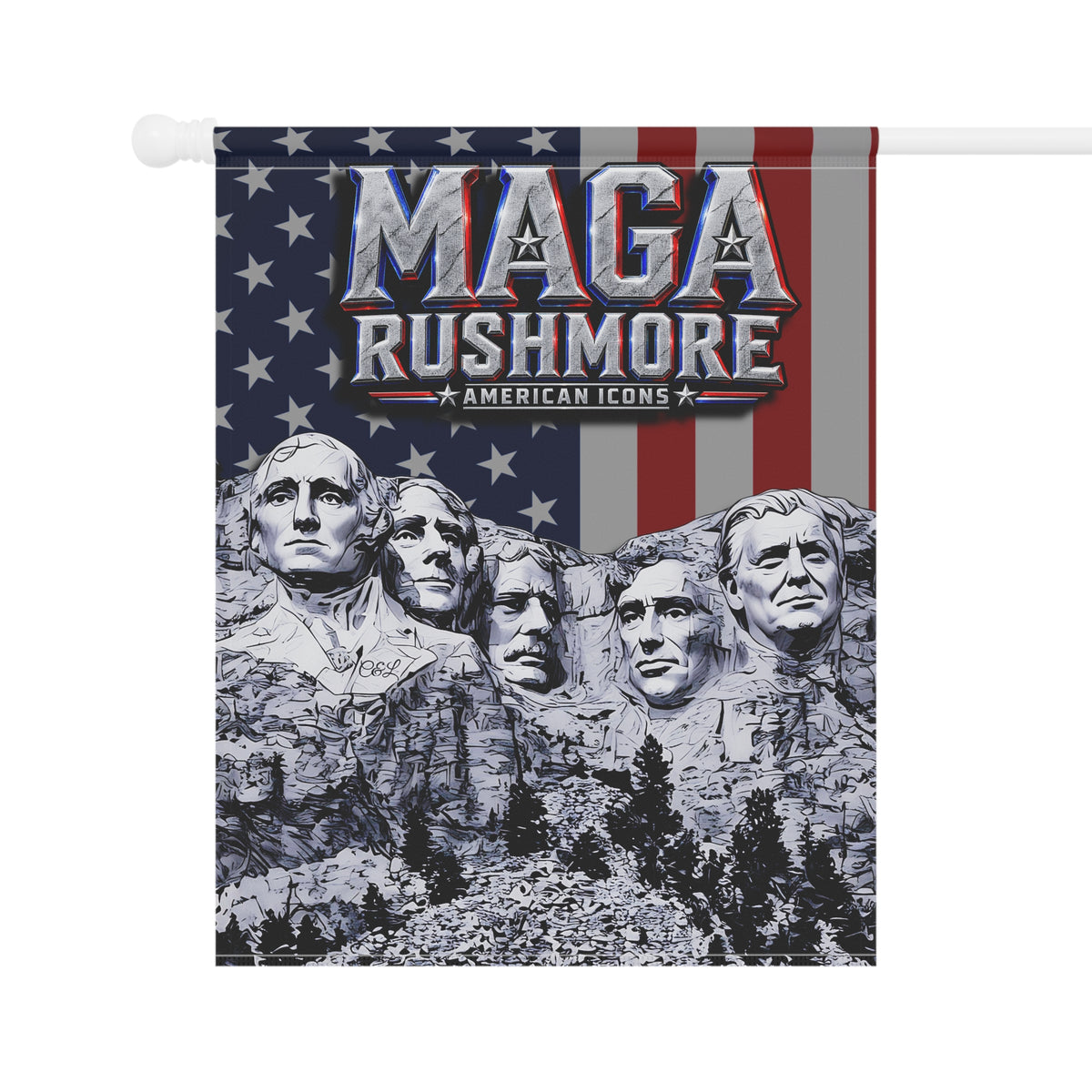 MAGA Rushmore Garden Flag | American Icons Patriotic Banner for Yard, Porch & Outdoor Decor