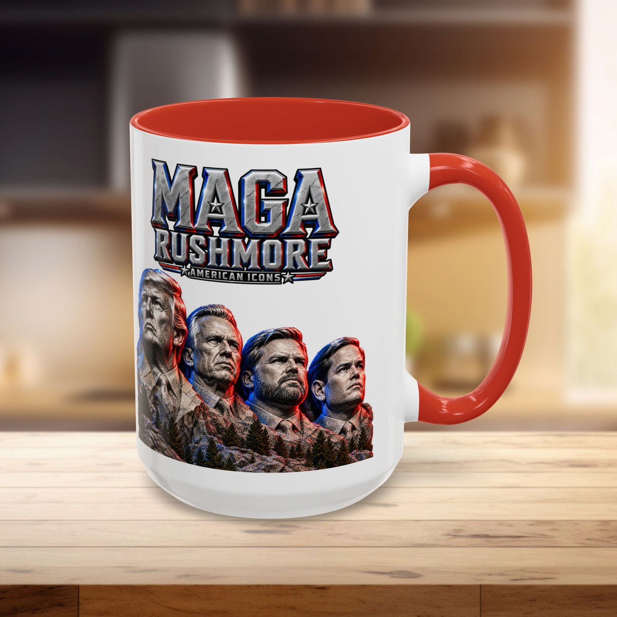 MAGA Rushmore Accent Mug | Trump American Icons Ceramic Coffee Cup