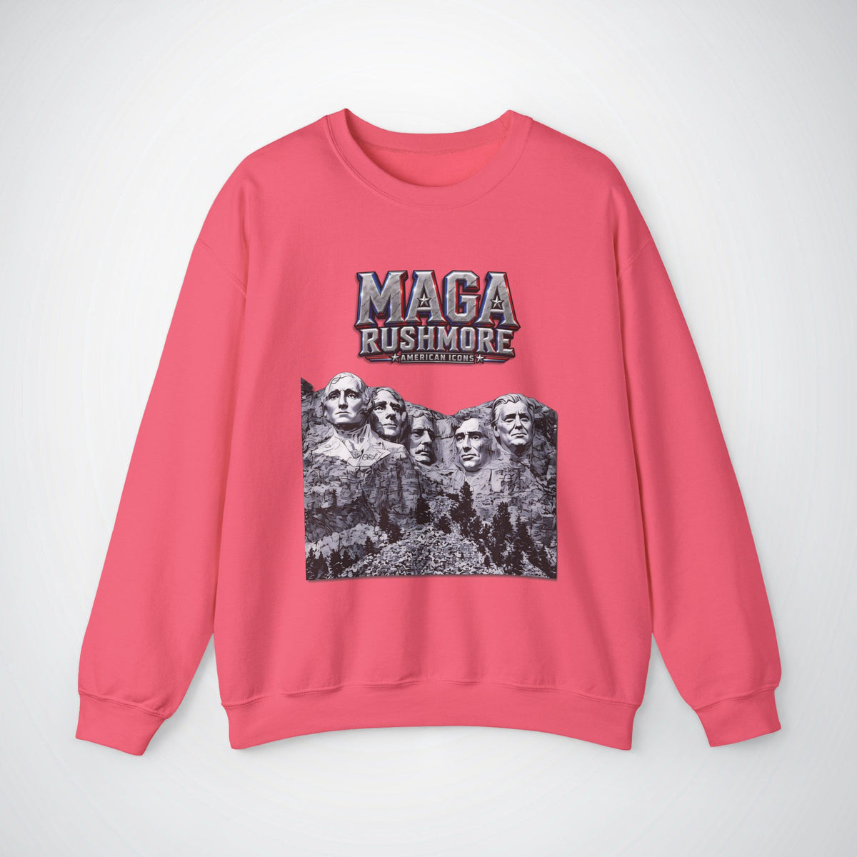 MAGA Rushmore Sweatshirt | American Icons Crewneck Gildan 18000