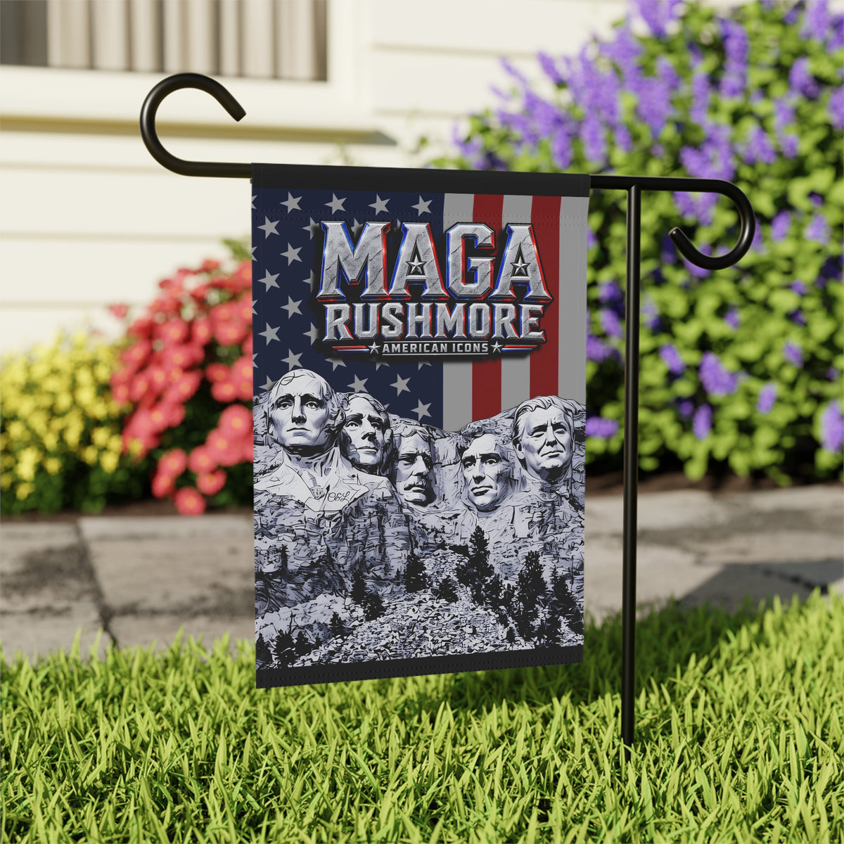 MAGA Rushmore Garden Flag | American Icons Patriotic Banner for Yard, Porch & Outdoor Decor