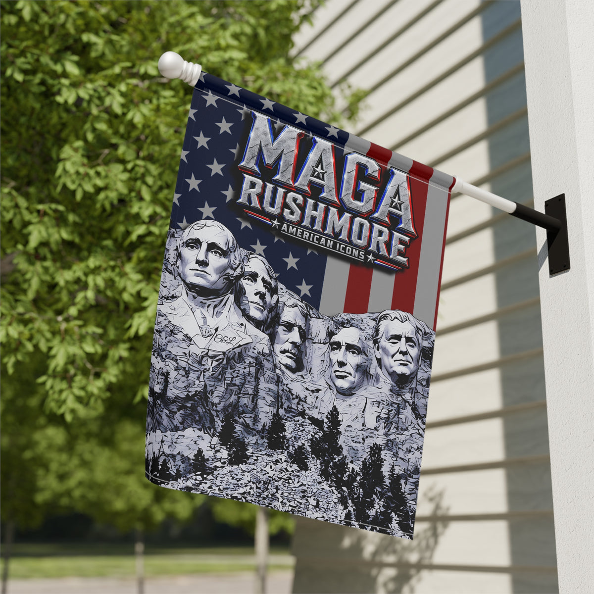 MAGA Rushmore Garden Flag | American Icons Patriotic Banner for Yard, Porch & Outdoor Decor