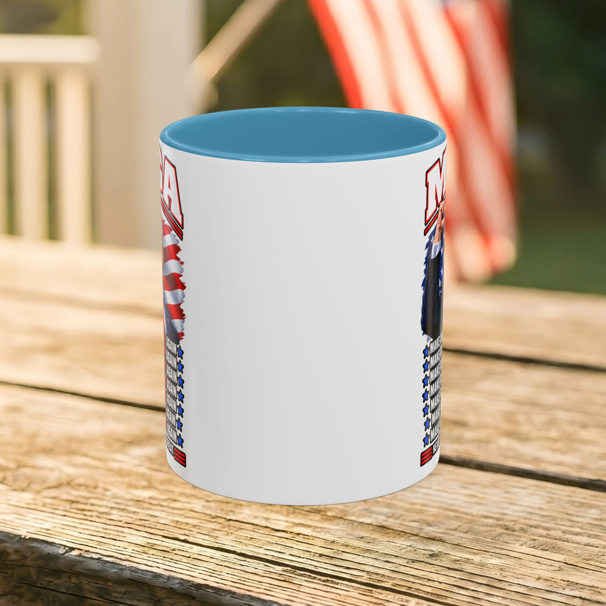 Trump Coffee Mug, MAGA Patriotic American Flag Ceramic Mug, 11 oz or 15 oz Conservative Gift