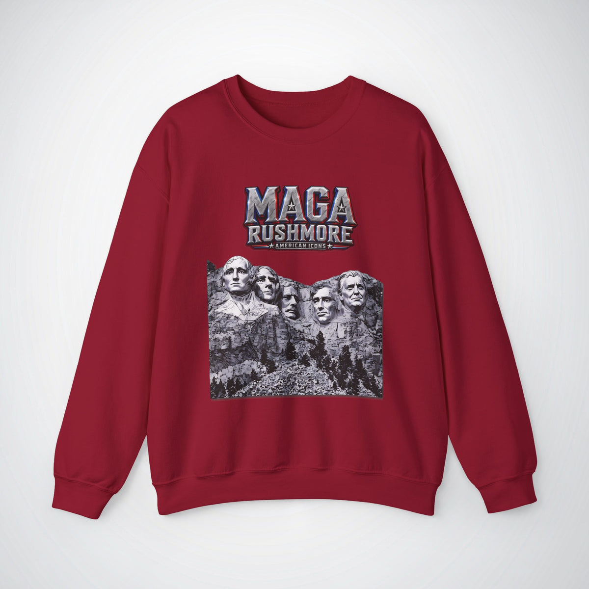 MAGA Rushmore Sweatshirt | American Icons Crewneck Gildan 18000