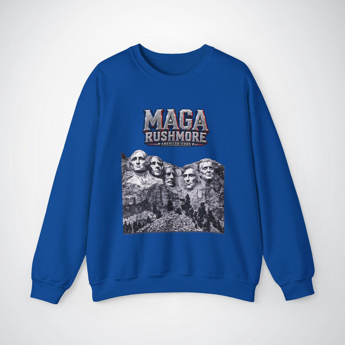 MAGA Rushmore Sweatshirt | American Icons Crewneck Gildan 18000