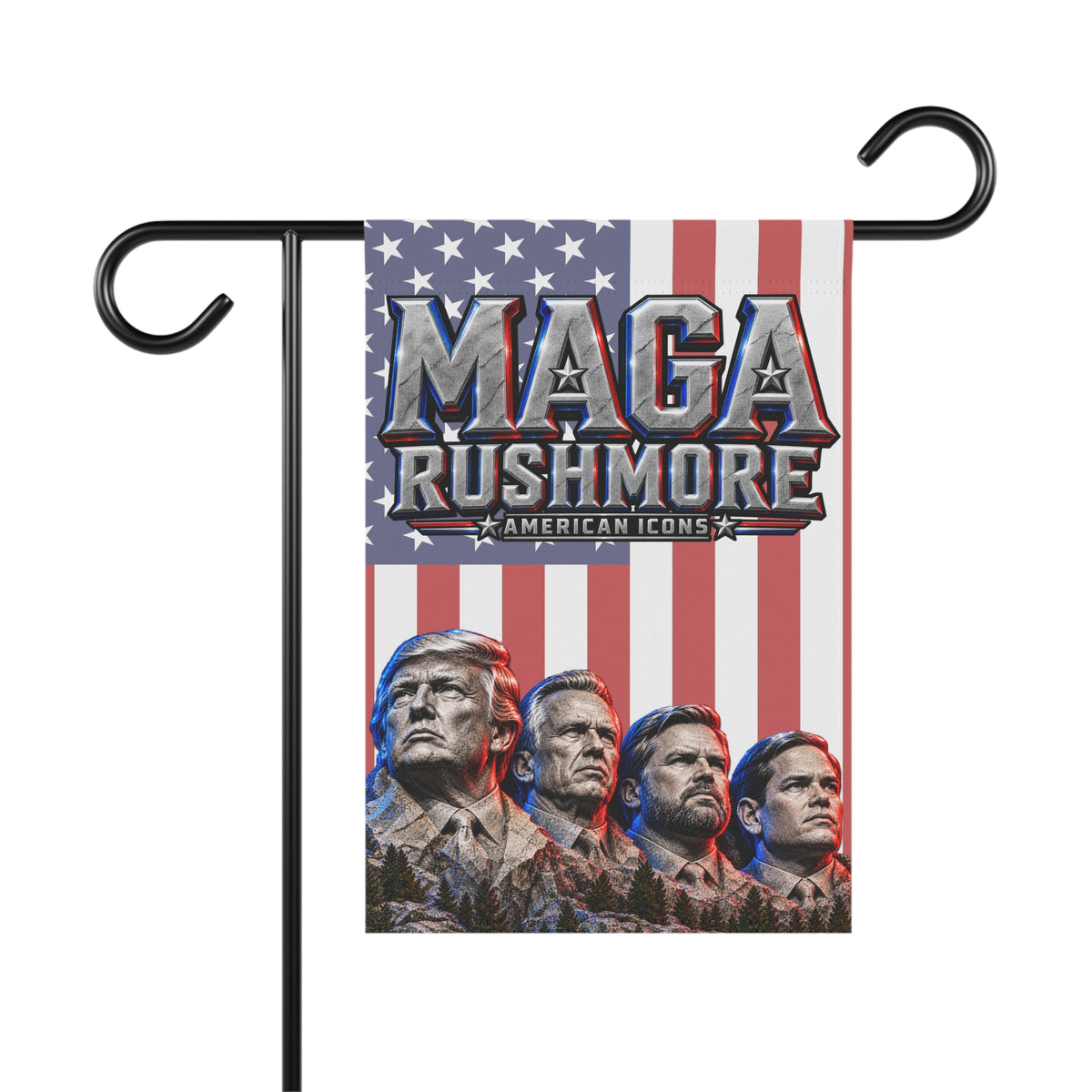 MAGA Rushmore Garden Flag Double Sided Outdoor Banner American Icons Trump