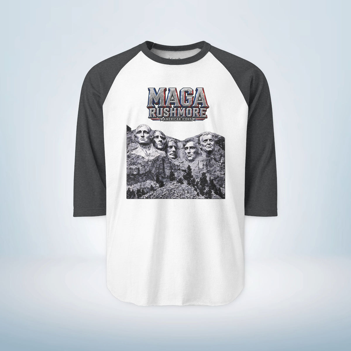 MAGA Rushmore Unisex 3/4 Sleeve Raglan Shirt | Baseball Style Patriotic Tee