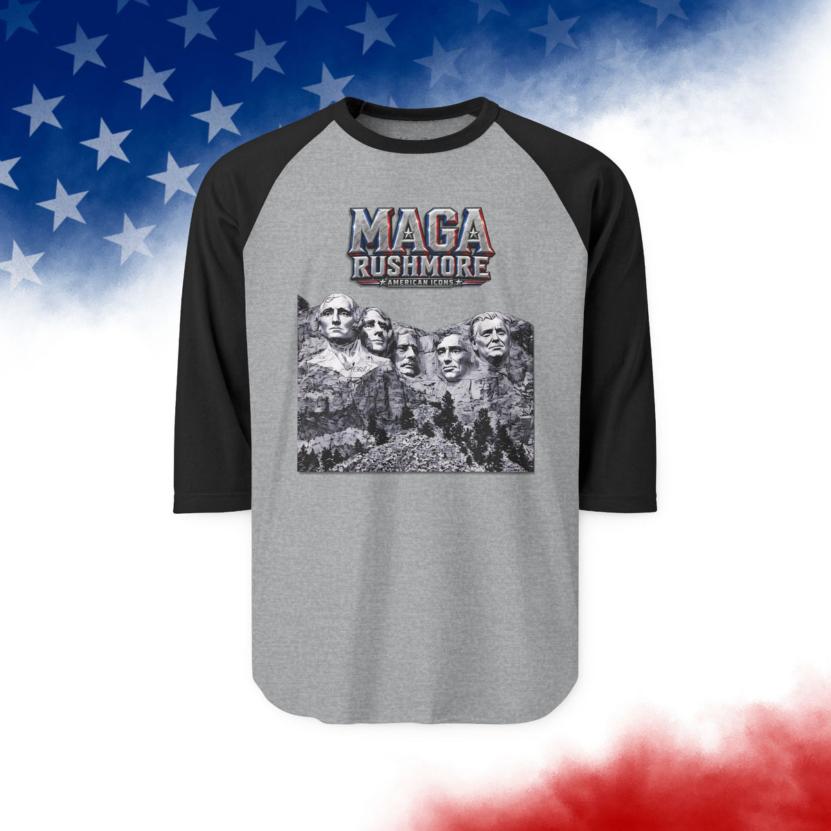 MAGA Rushmore Raglan Shirt | American Icons Baseball Tee
