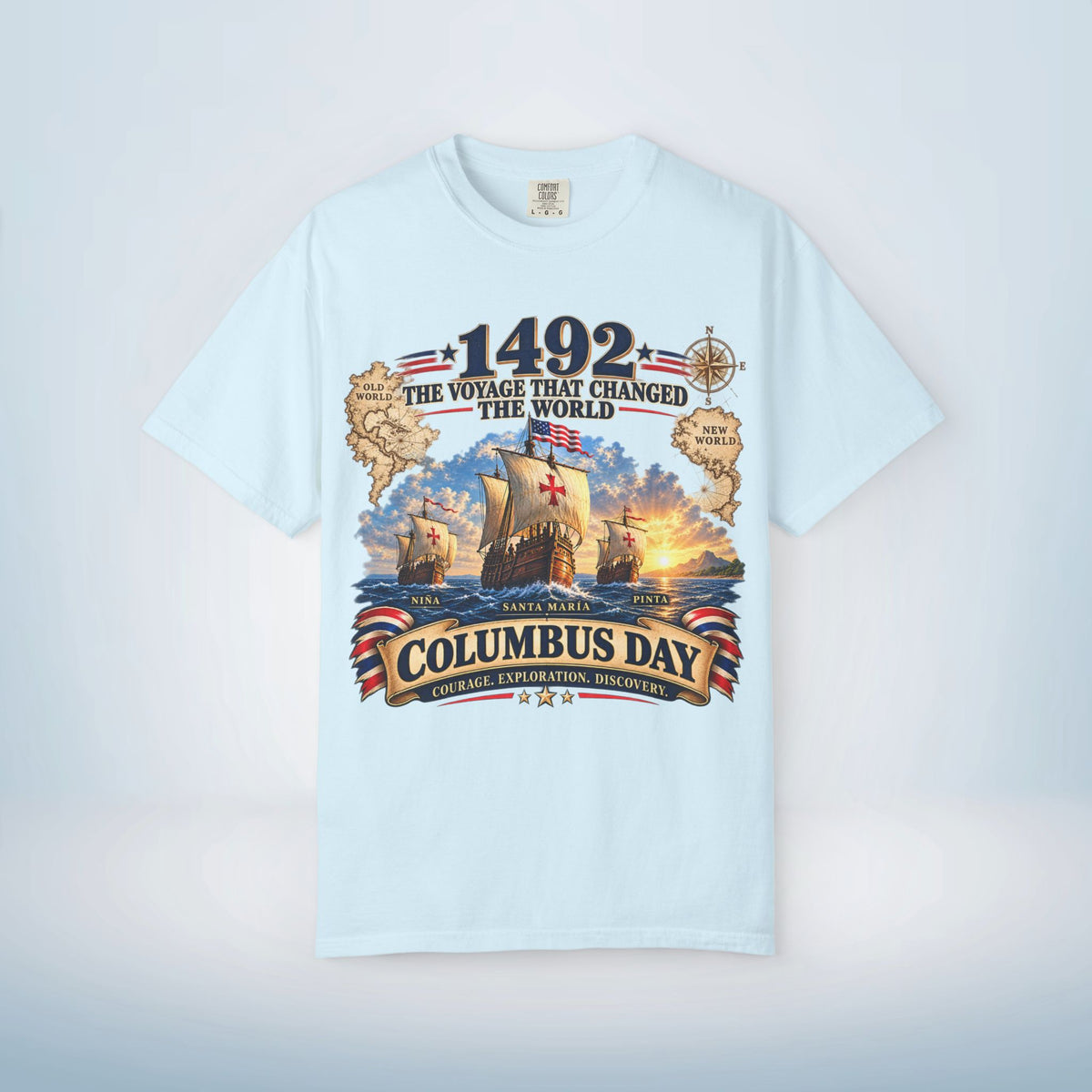 Columbus Day Shirt – 1492 Vintage-Inspired Three Ships Tee