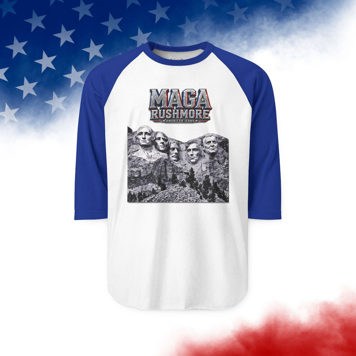 MAGA Rushmore Raglan Shirt | American Icons Baseball Tee