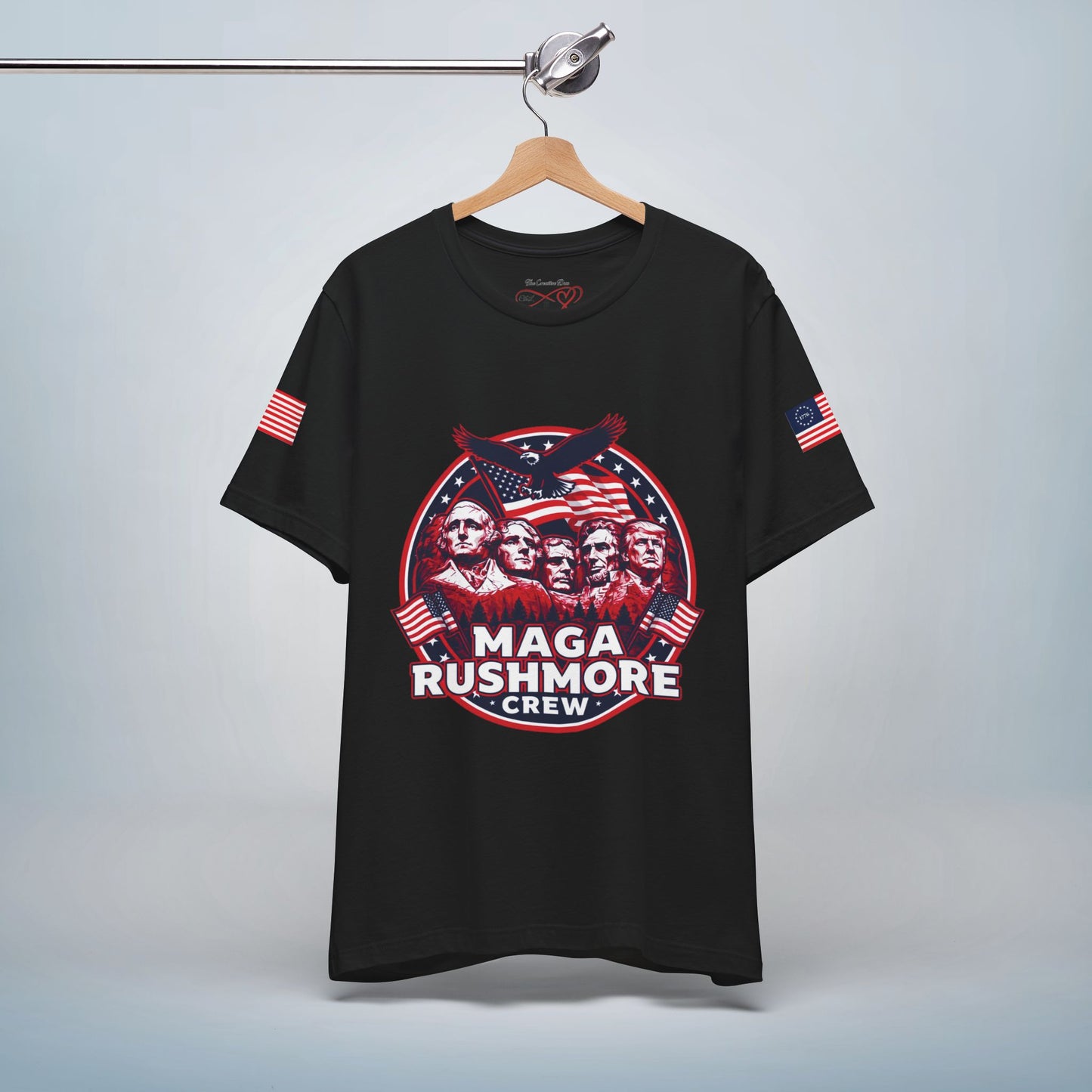 MAGA Rushmore Crew T-Shirt — Patriotic Political Cotton Tee