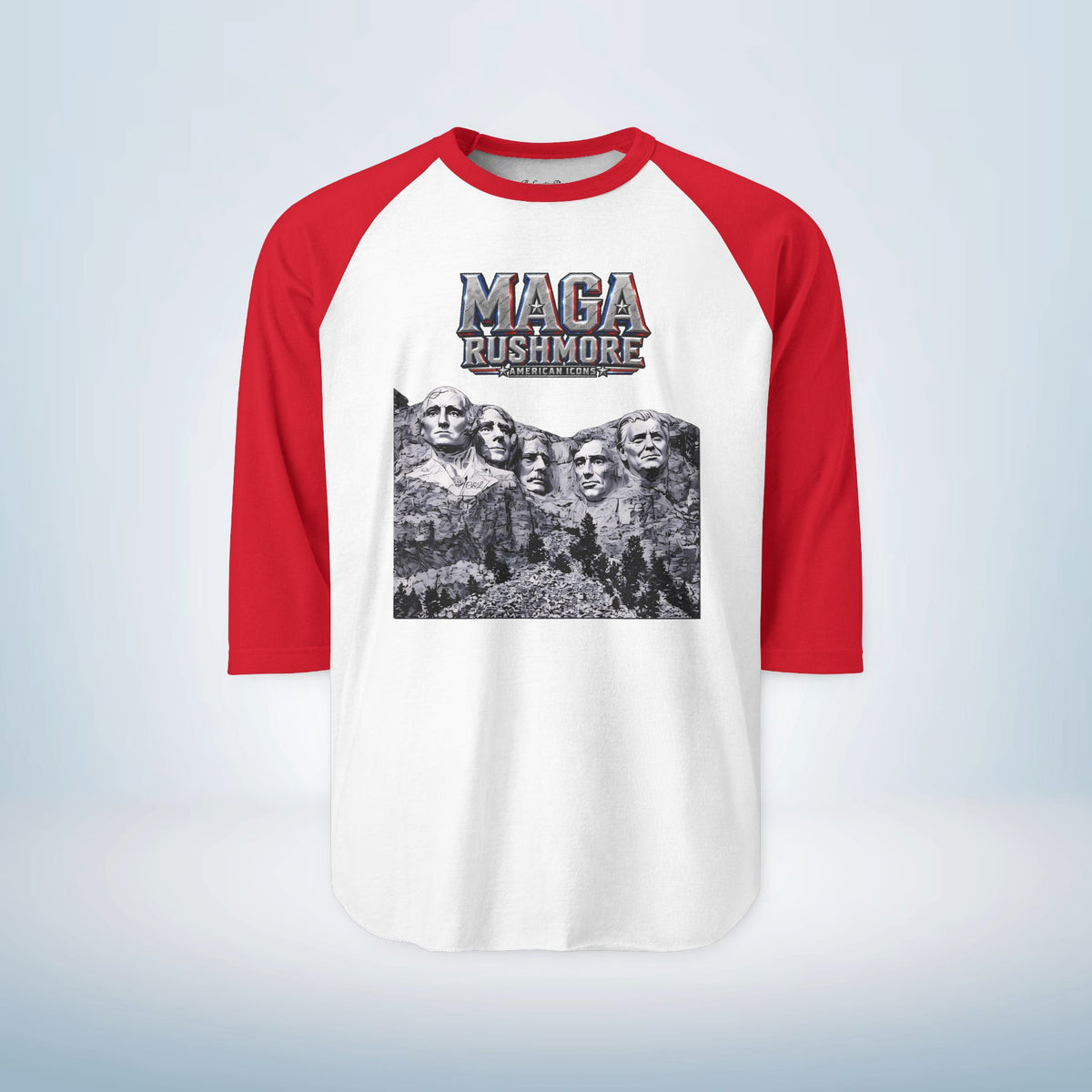MAGA Rushmore Unisex 3/4 Sleeve Raglan Shirt | Baseball Style Patriotic Tee