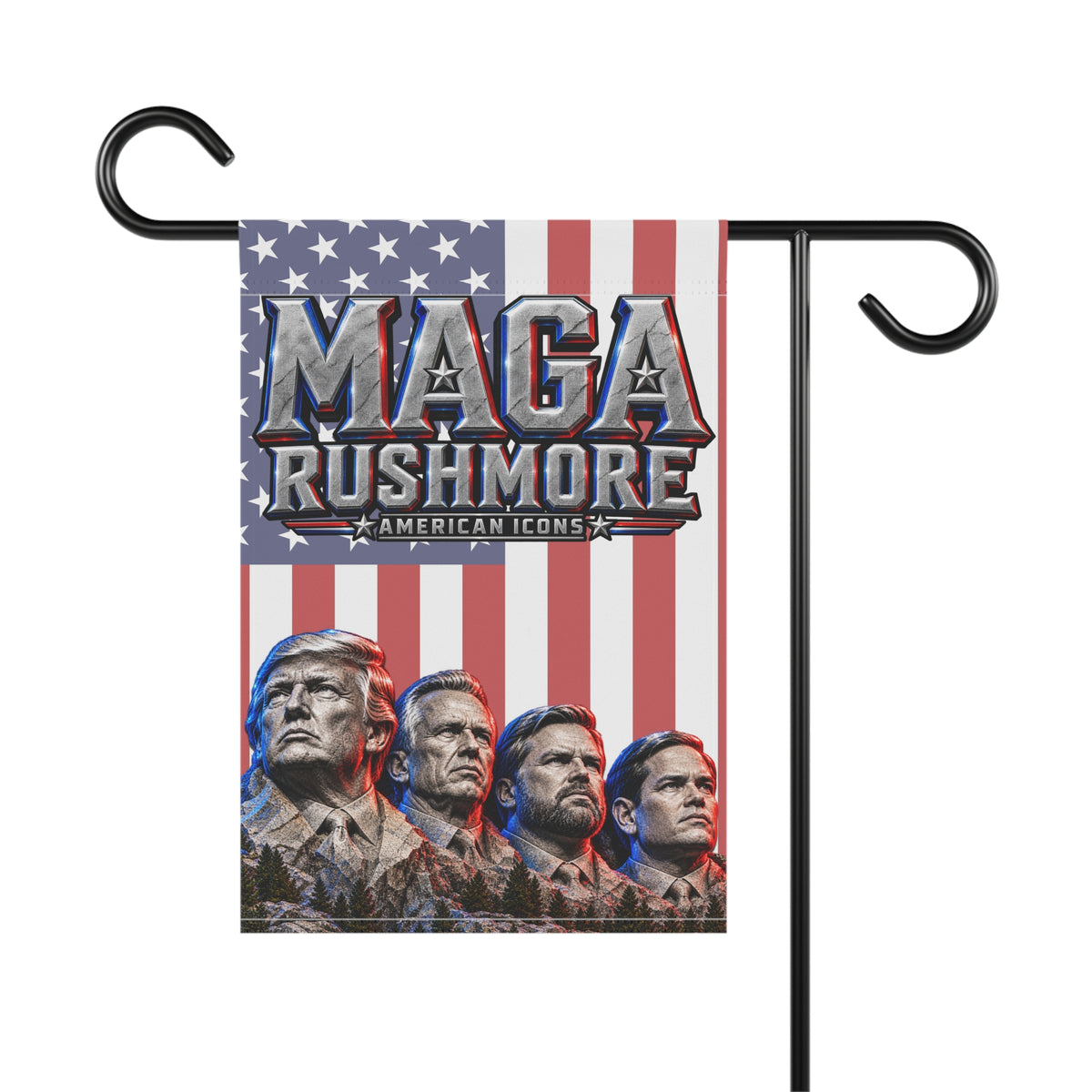 MAGA Rushmore Garden Flag Double Sided Outdoor Banner American Icons Trump