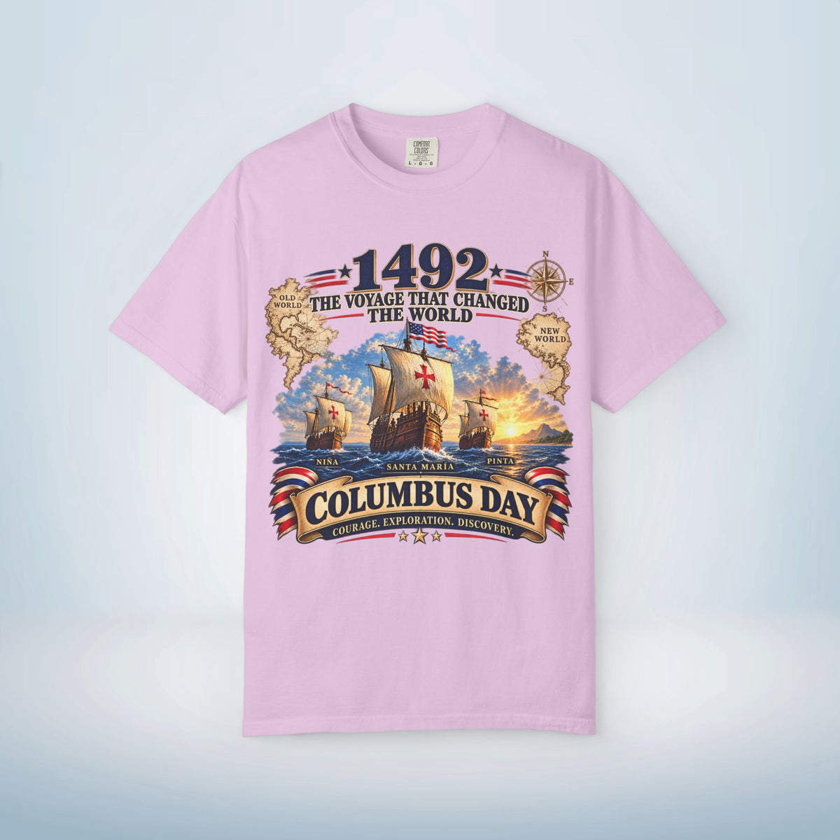 Columbus Day Shirt – 1492 Vintage-Inspired Three Ships Tee