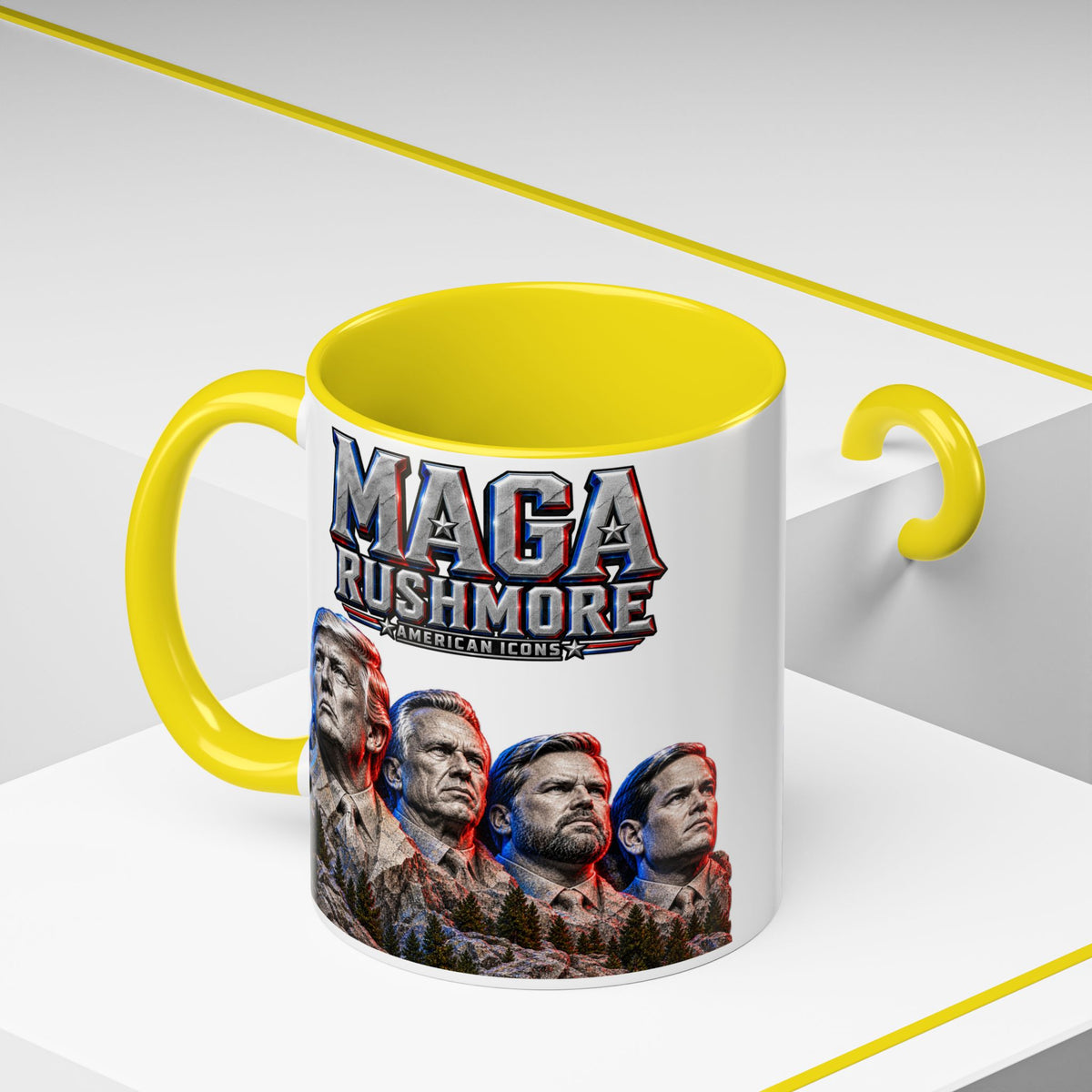 MAGA Rushmore Accent Mug | Trump American Icons Ceramic Coffee Cup