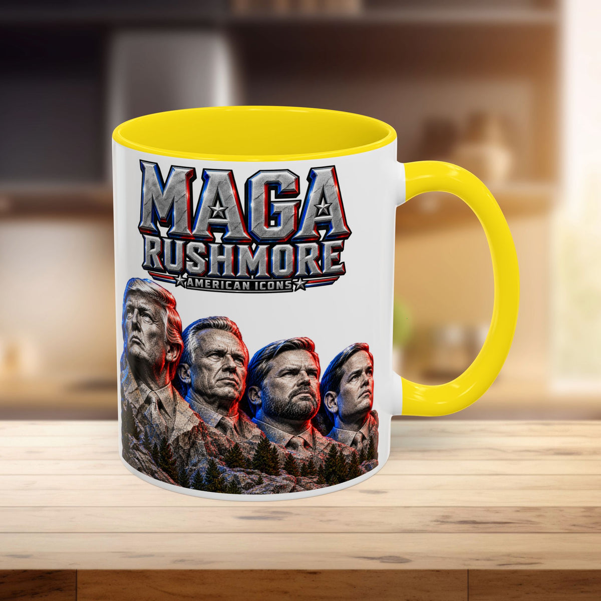 MAGA Rushmore Accent Mug | Trump American Icons Ceramic Coffee Cup