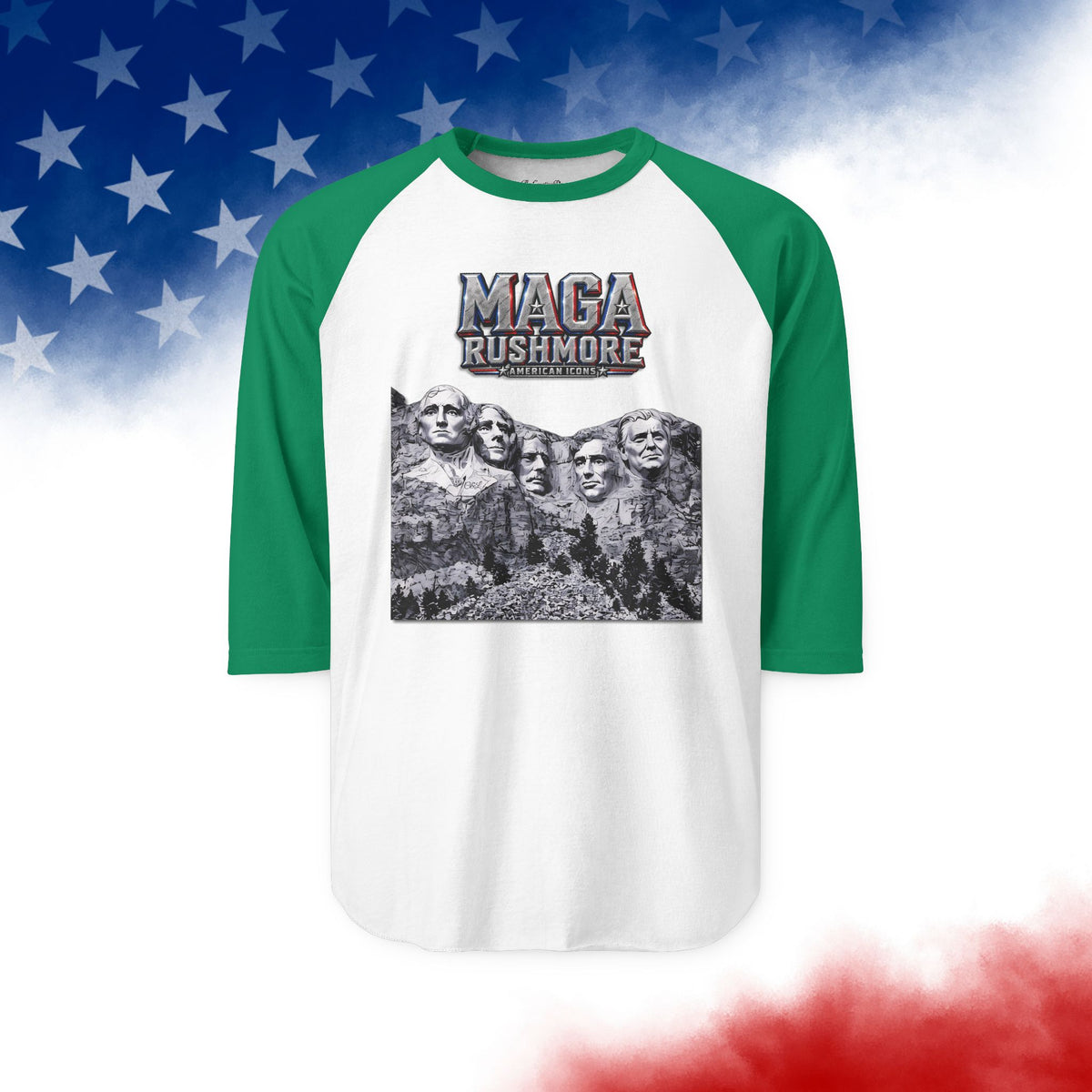 MAGA Rushmore Raglan Shirt | American Icons Baseball Tee