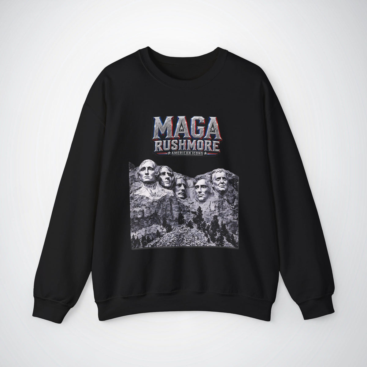 MAGA Rushmore Sweatshirt | American Icons Crewneck Gildan 18000