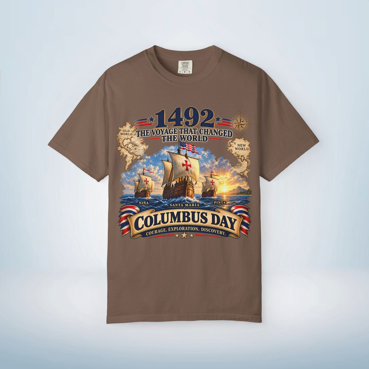 Columbus Day Shirt – 1492 Vintage-Inspired Three Ships Tee