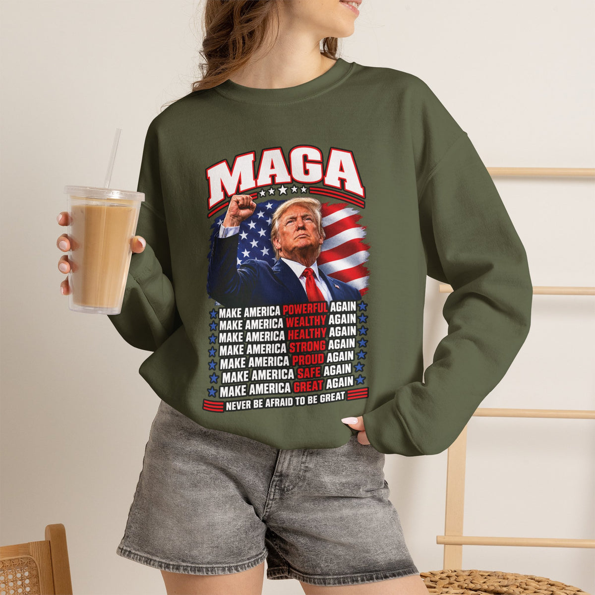 Trump MAGA Make America Great Again Fist Raise Patriotic Sweatshirt