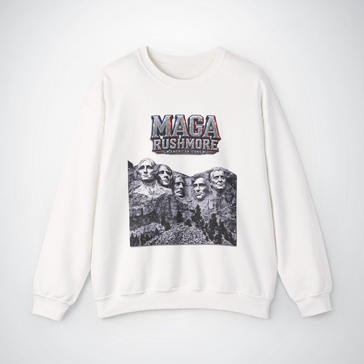 MAGA Rushmore Sweatshirt | American Icons Crewneck Gildan 18000