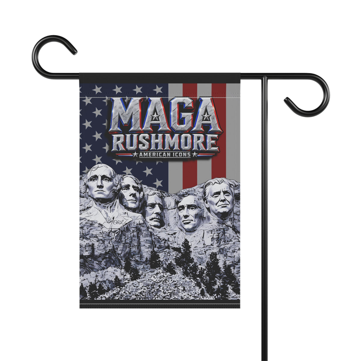MAGA Rushmore Garden Flag | American Icons Patriotic Banner for Yard, Porch & Outdoor Decor