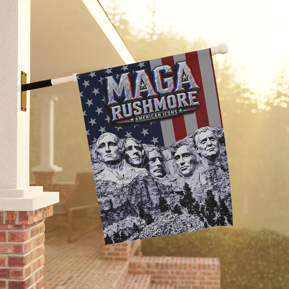 MAGA Rushmore Garden Flag | American Icons Patriotic Banner for Yard, Porch & Outdoor Decor