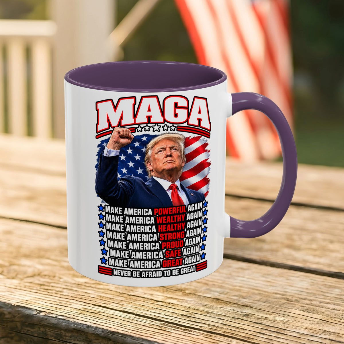 Trump Coffee Mug, MAGA Patriotic American Flag Ceramic Mug, 11 oz or 15 oz Conservative Gift
