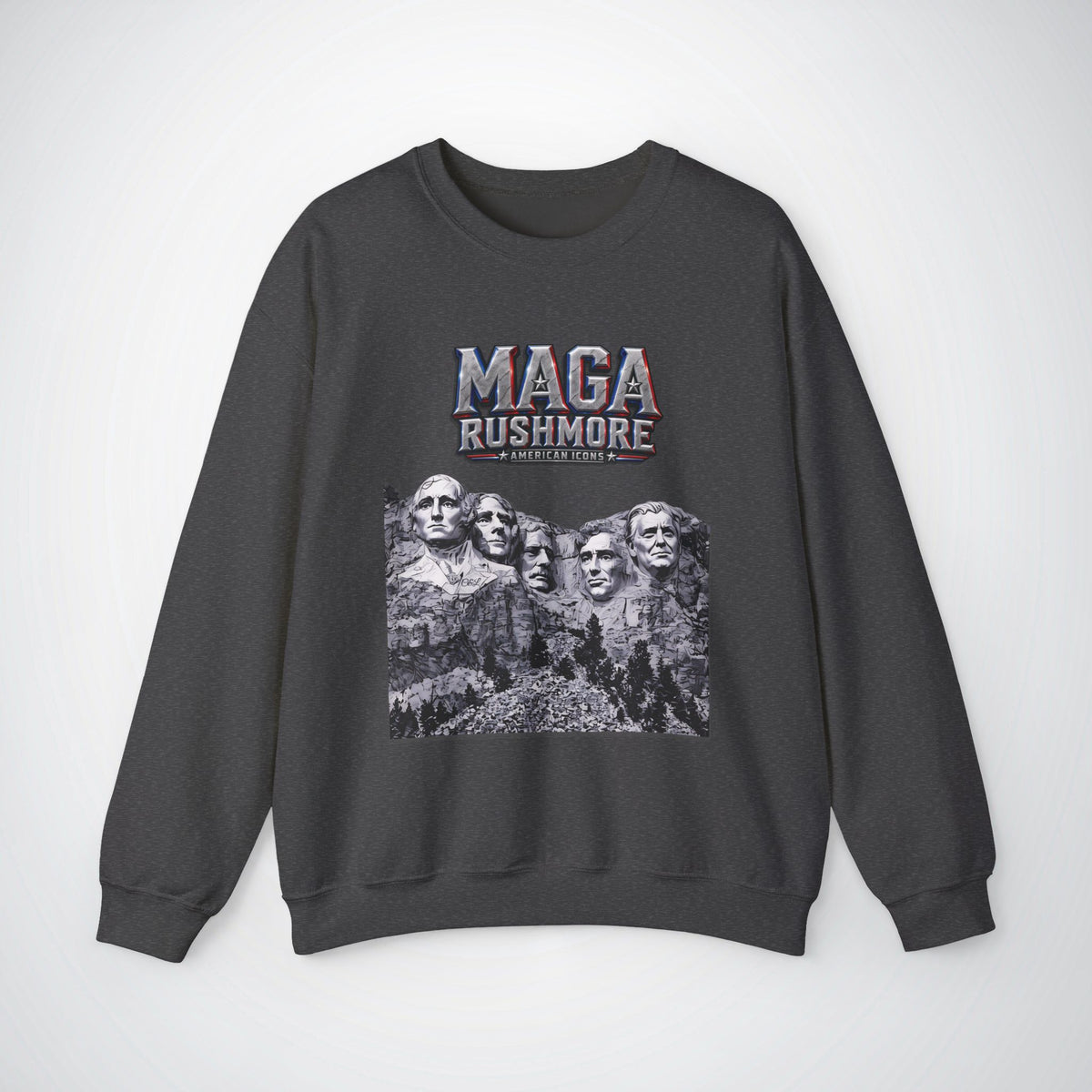 MAGA Rushmore Sweatshirt | American Icons Crewneck Gildan 18000