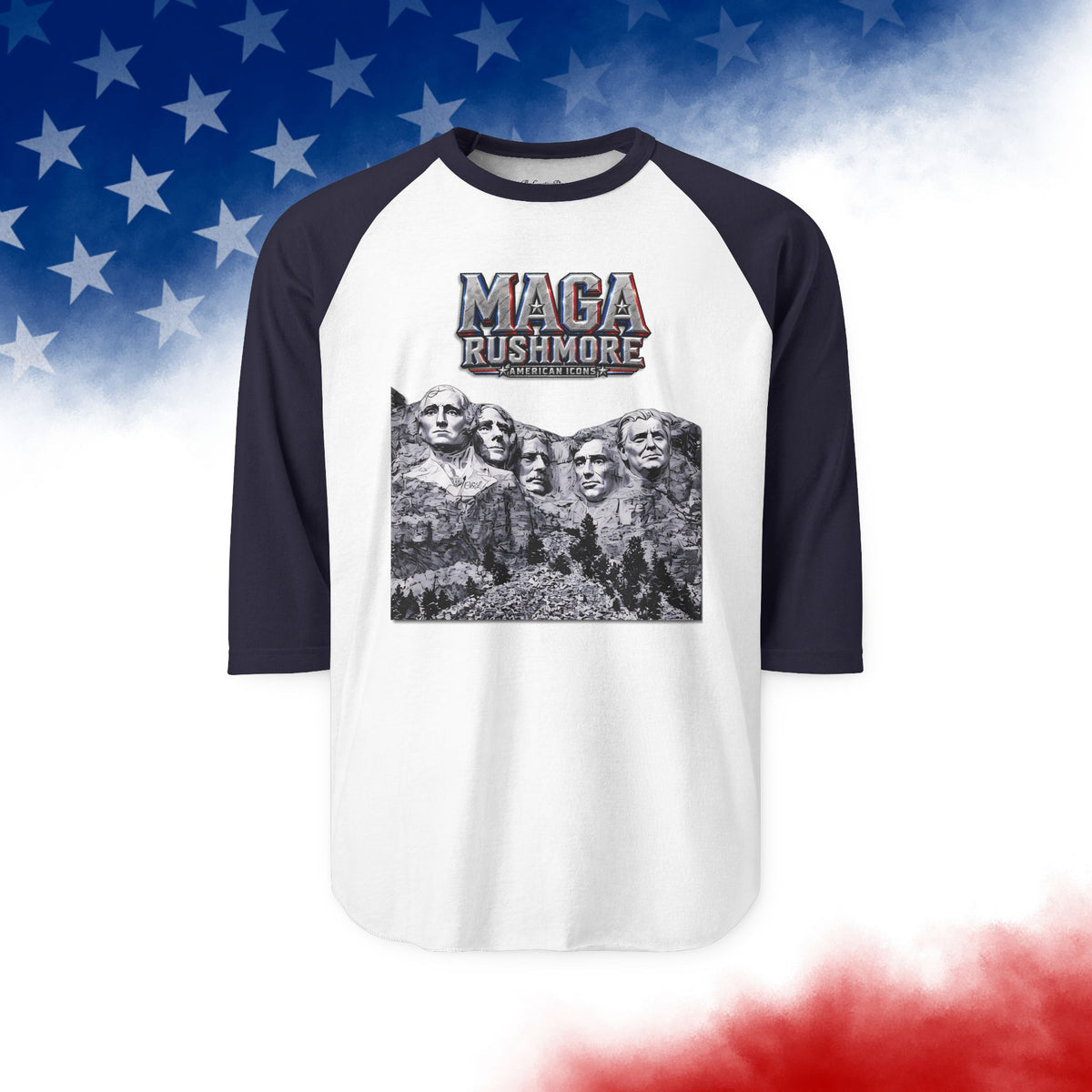 MAGA Rushmore Raglan Shirt | American Icons Baseball Tee