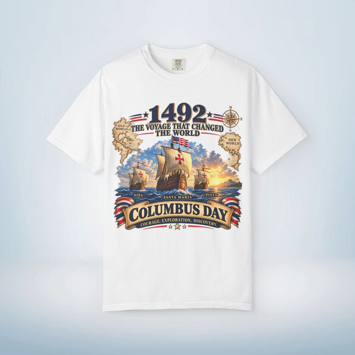 Columbus Day Shirt – 1492 Vintage-Inspired Three Ships Tee
