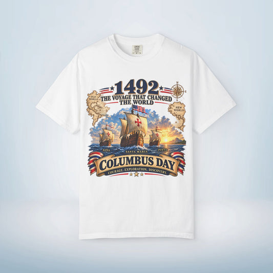 Columbus Day Shirt – 1492 Vintage-Inspired Three Ships Tee