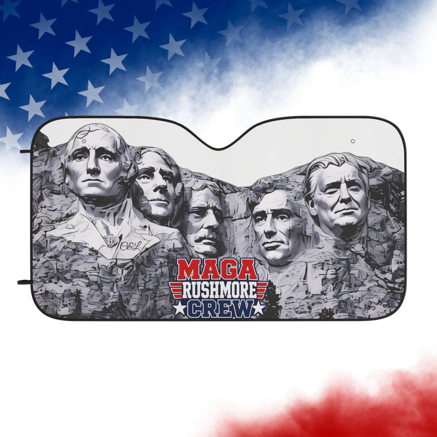 MAGA Rushmore Crew Car Sun Shade — Patriotic Windshield Protector