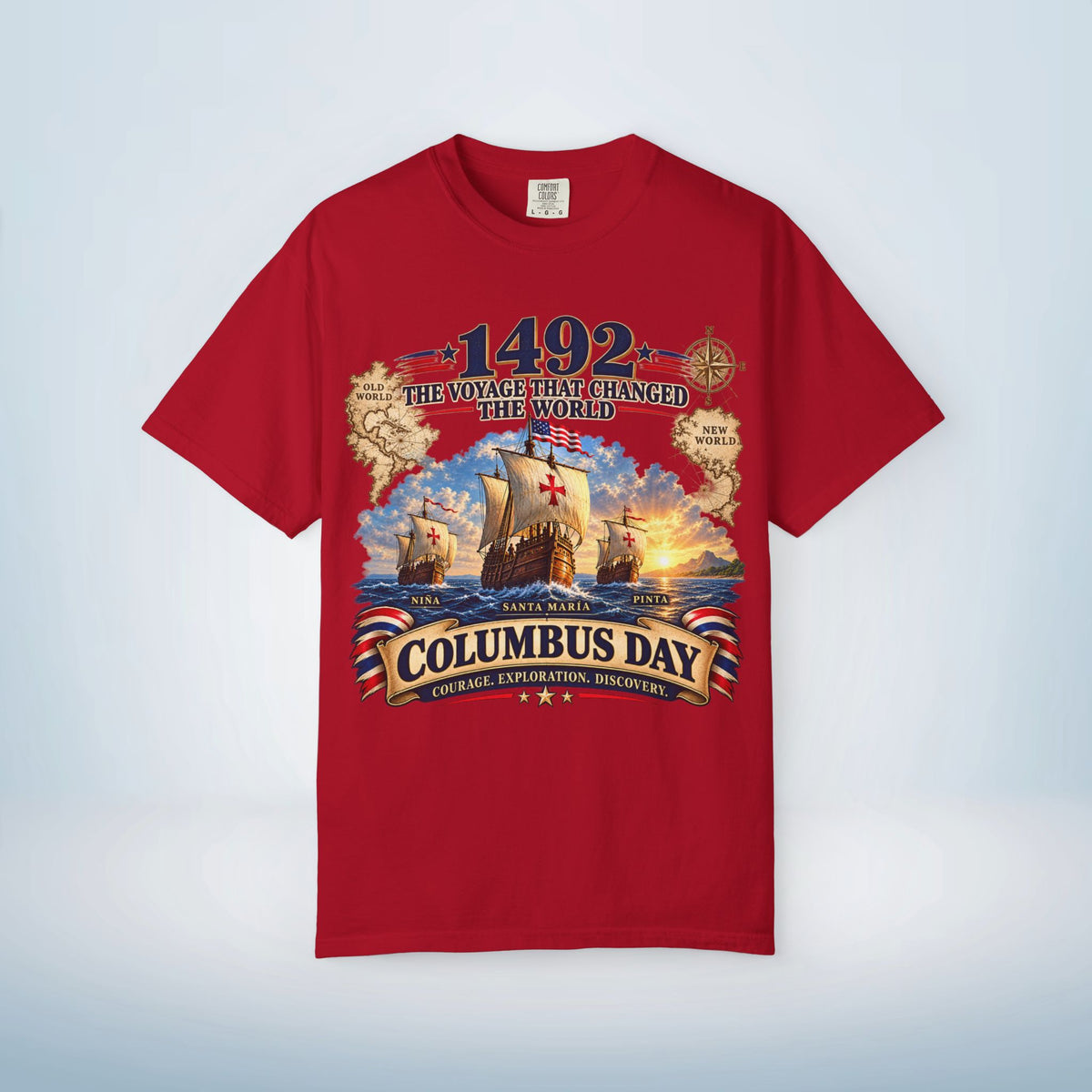 Columbus Day Shirt – 1492 Vintage-Inspired Three Ships Tee