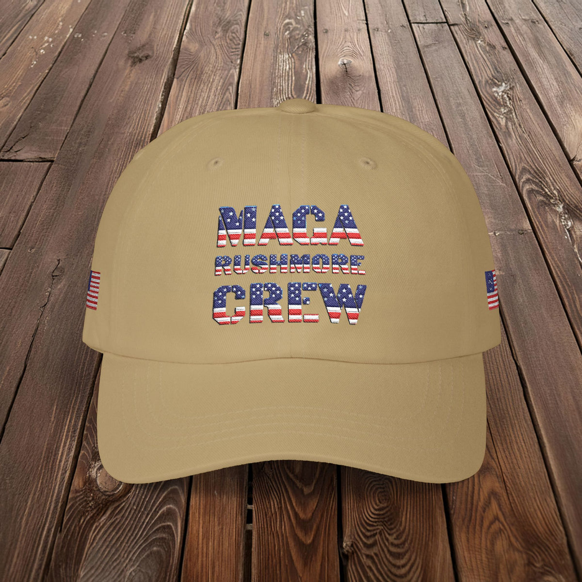Patriotic "MAGA RUSHMORE CREW" Dad Cap — USA Flag Embroidered Baseball Hat
