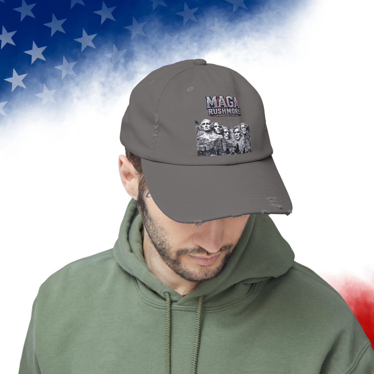 MAGA Rushmore Distressed Hat | American Icons Patriotic Cap