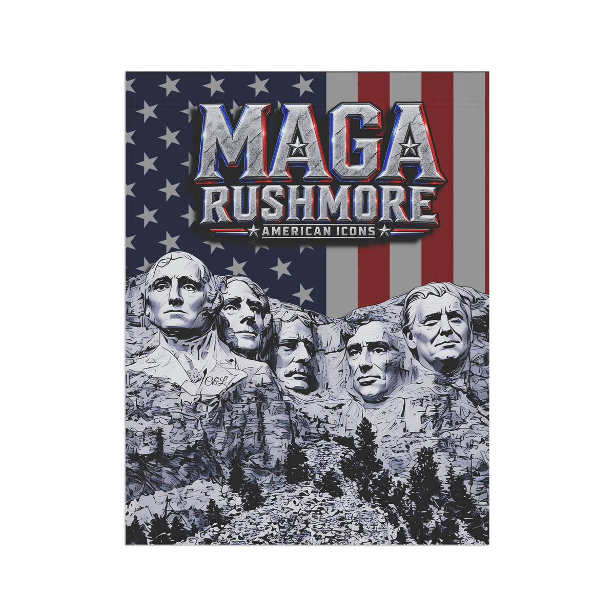 MAGA Rushmore Garden Flag | American Icons Patriotic Banner for Yard, Porch & Outdoor Decor