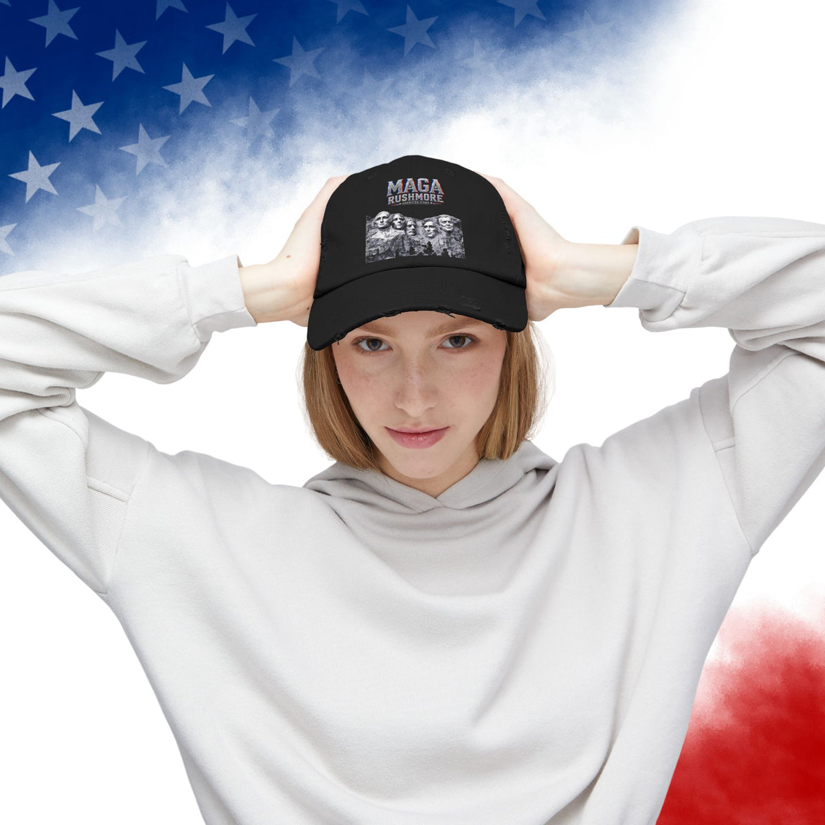 MAGA Rushmore Distressed Hat | American Icons Patriotic Cap