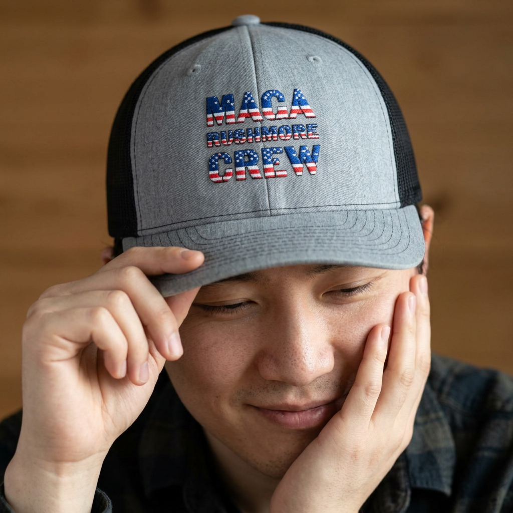 MAGA Rushmore Crew Trucker Cap — American Flag Embroidered Snapback
