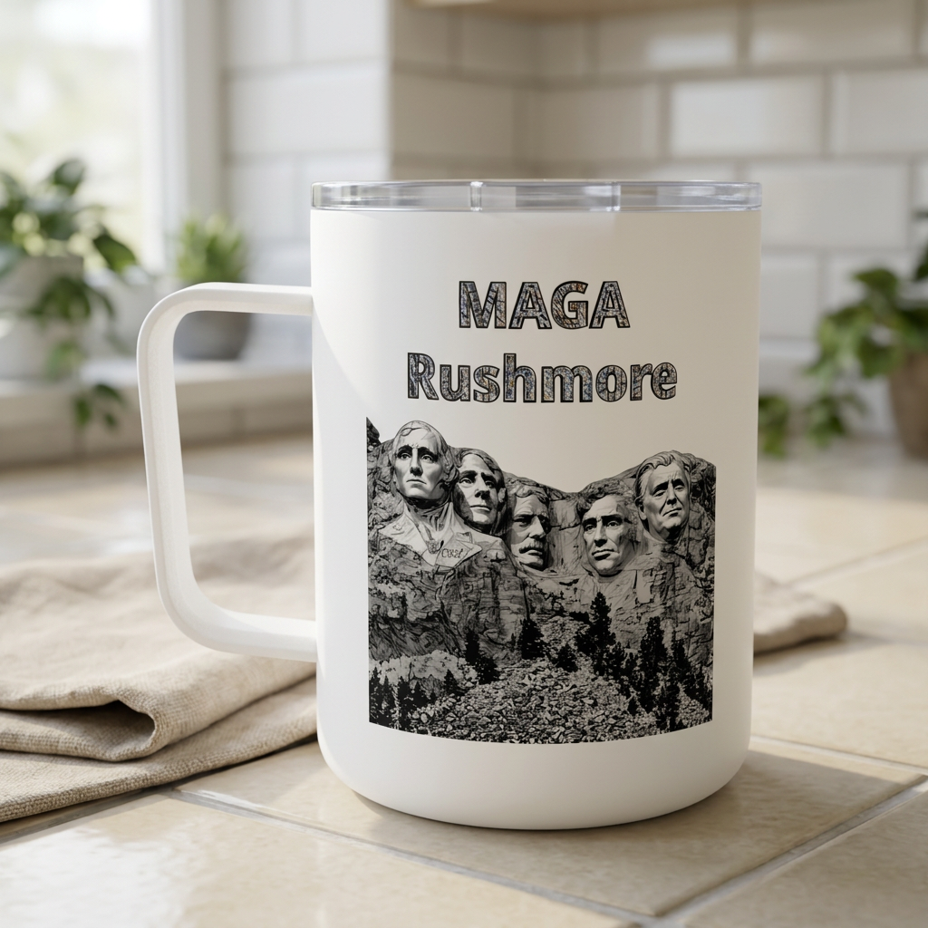 Coffee Mug - MAGA Rushmore Pres. Trump added to Mount Rushmore 10oz Insulated Cup