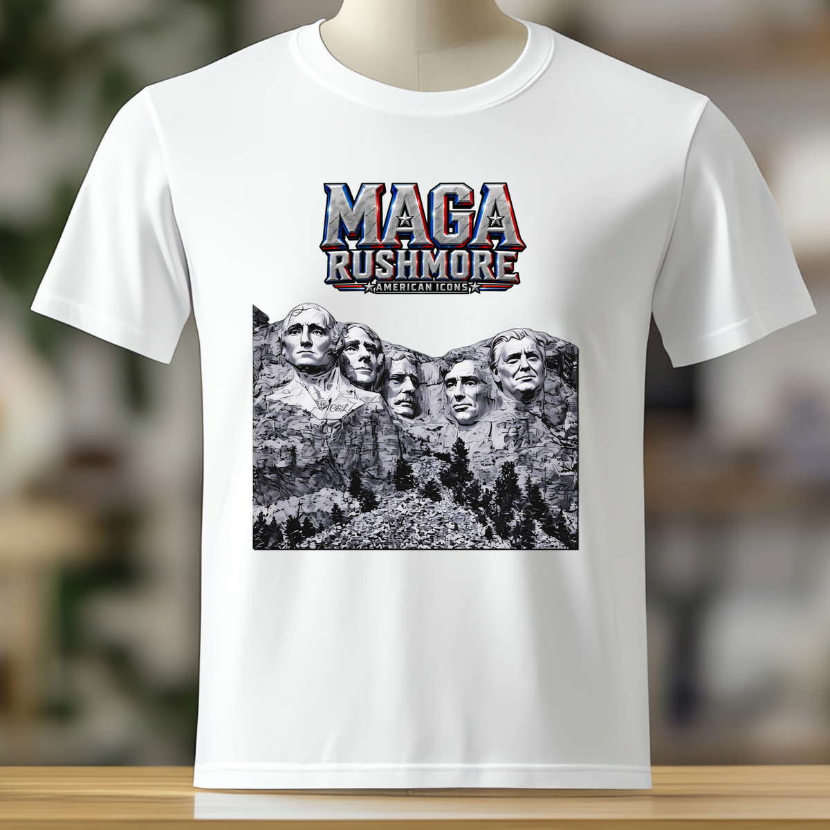 MAGA Rushmore Crew T-Shirt | Patriotic Graphic Tee