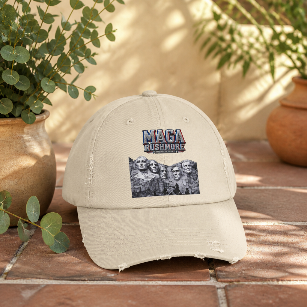 MAGA Rushmore Distressed Hat | American Icons Patriotic Cap