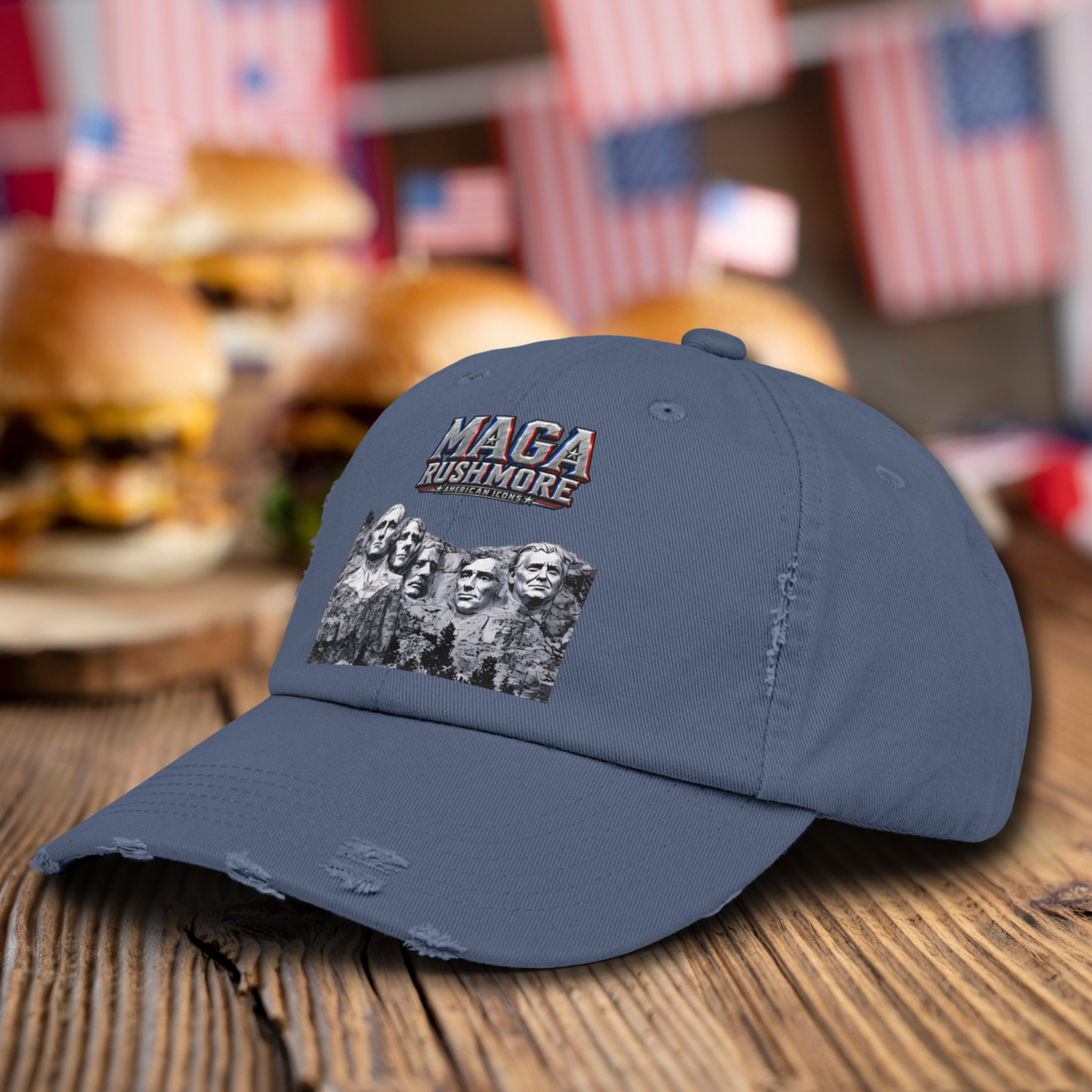 MAGA Rushmore Distressed Hat | American Icons Patriotic Cap