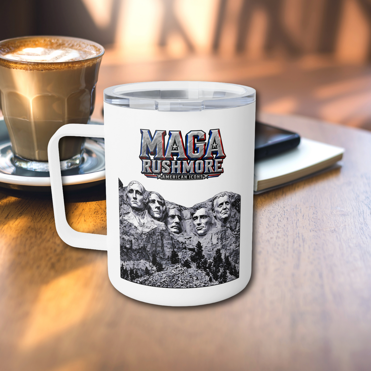 MAGA Rushmore 10oz Insulated Coffee Mug | Trump Added to Mount Rushmore