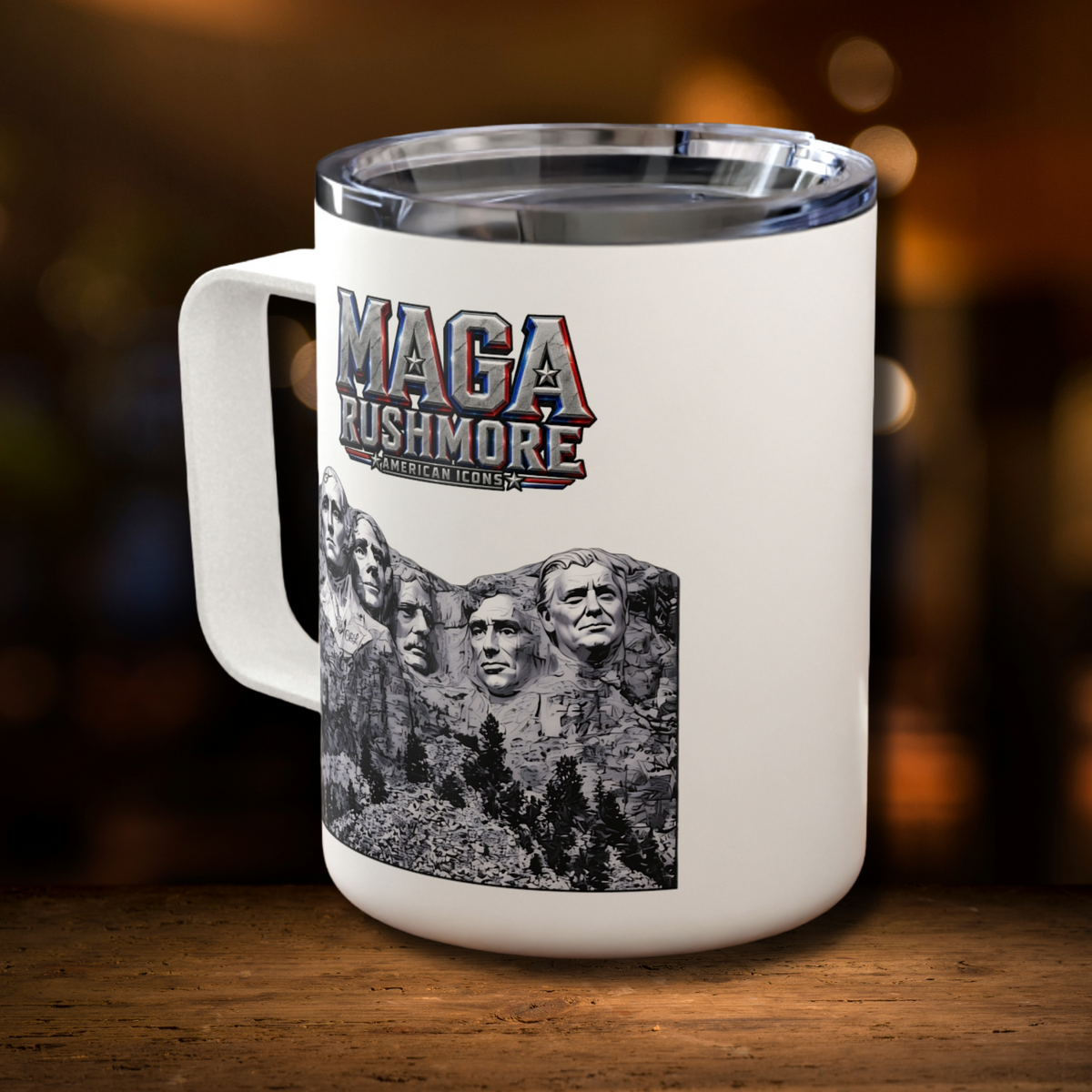 MAGA Rushmore 10oz Insulated Coffee Mug | Trump Added to Mount Rushmore